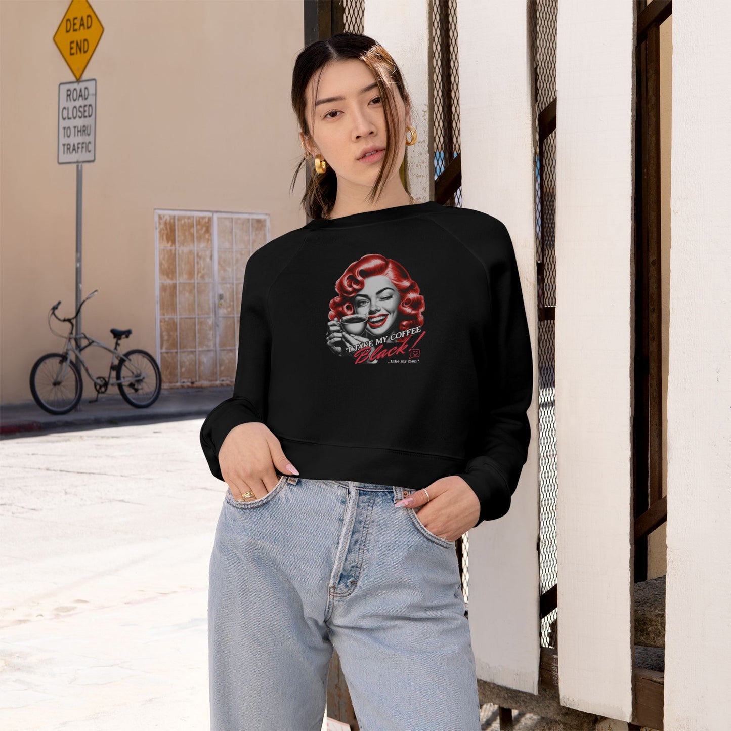 Coffee Black graphic - Cropped Fleece Pullover