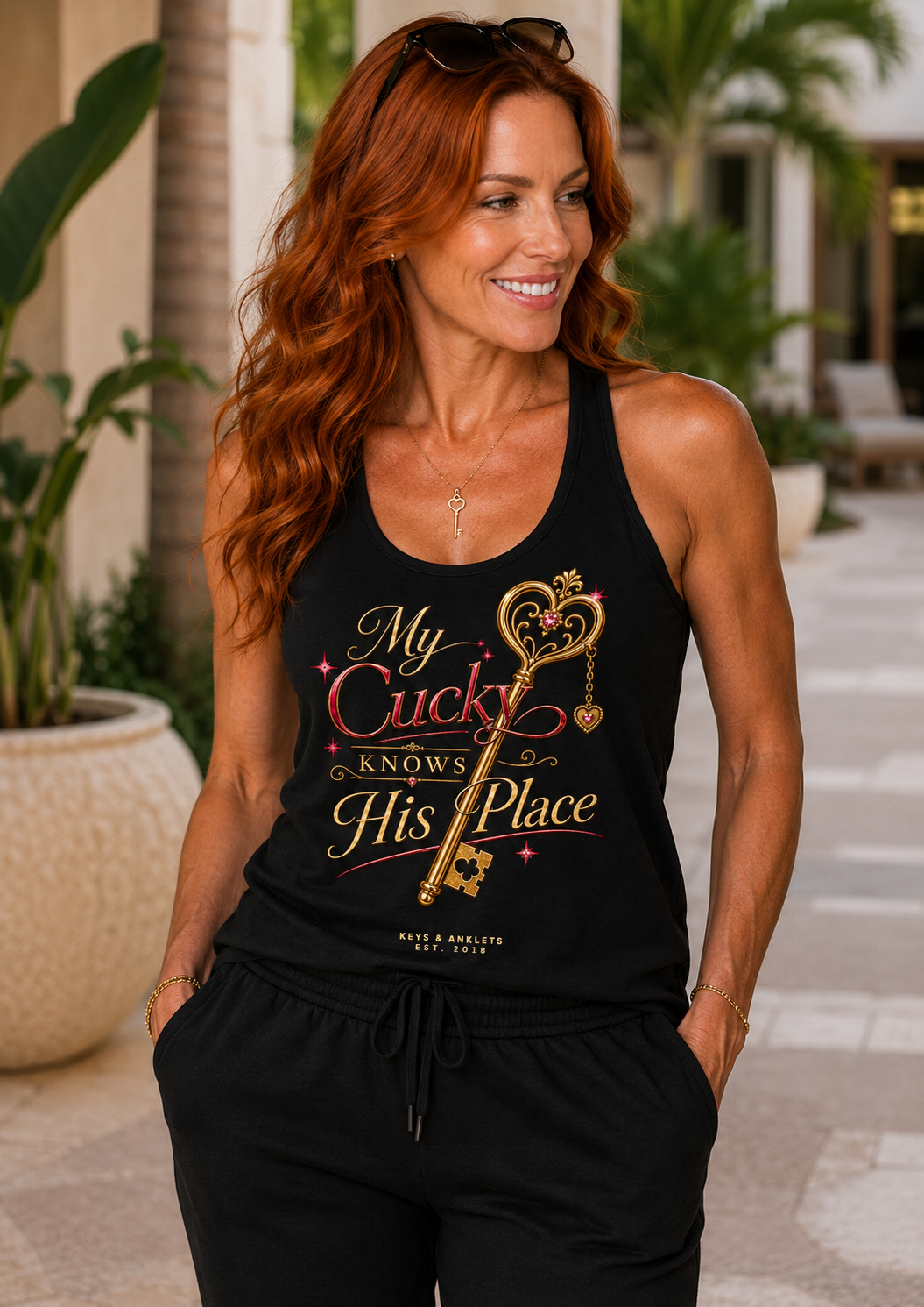 My Cucky Knows His Place | Women's Flowy Racerback Tank