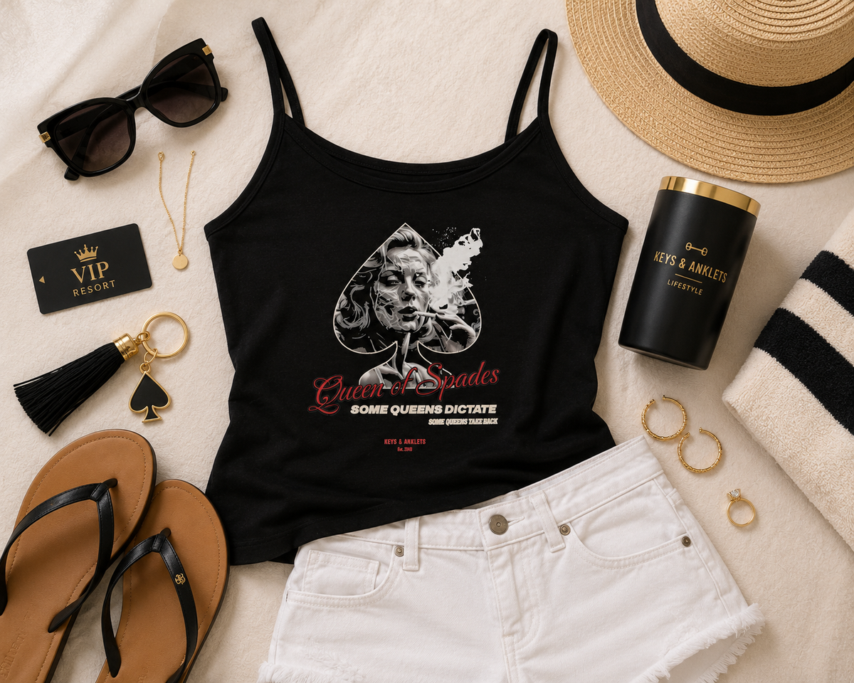 Queen of Spades "Some Queens Dictate" Women's Fitted Spaghetti Strap Tank