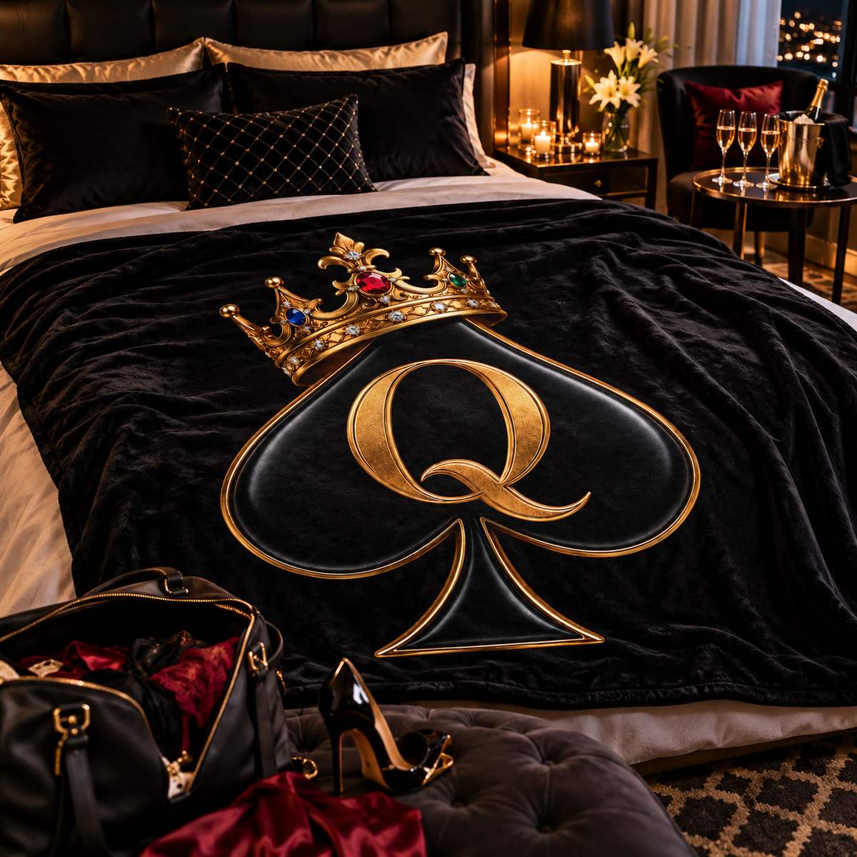 QOS Queen of Spades Plush Velveteen Blanket – 60×80