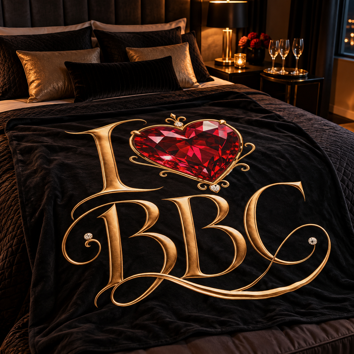 I Love BBC Plush Velveteen Blanket | Luxury Lifestyle Throw