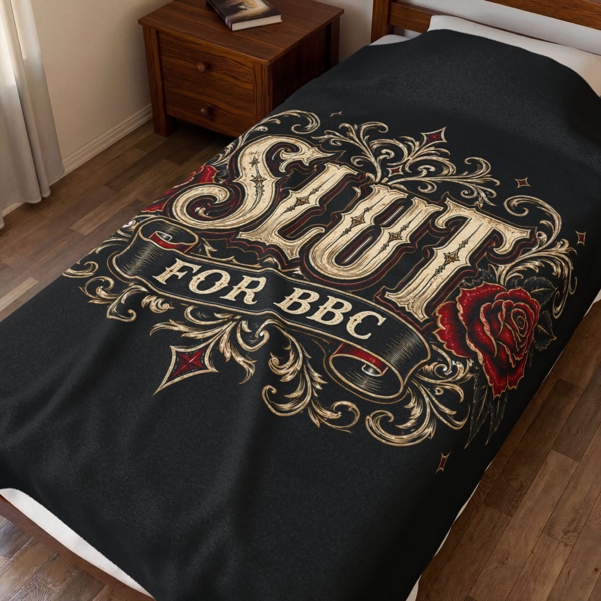 Slut for BBC Plush Velveteen Blanket – 60" × 80" Lifestyle Throw